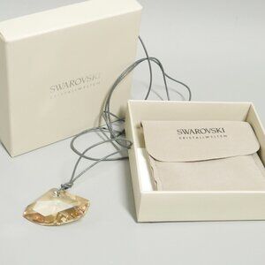 Swarovski Champagne Gold Crystal Pendant Necklace w/ Box & Pouch